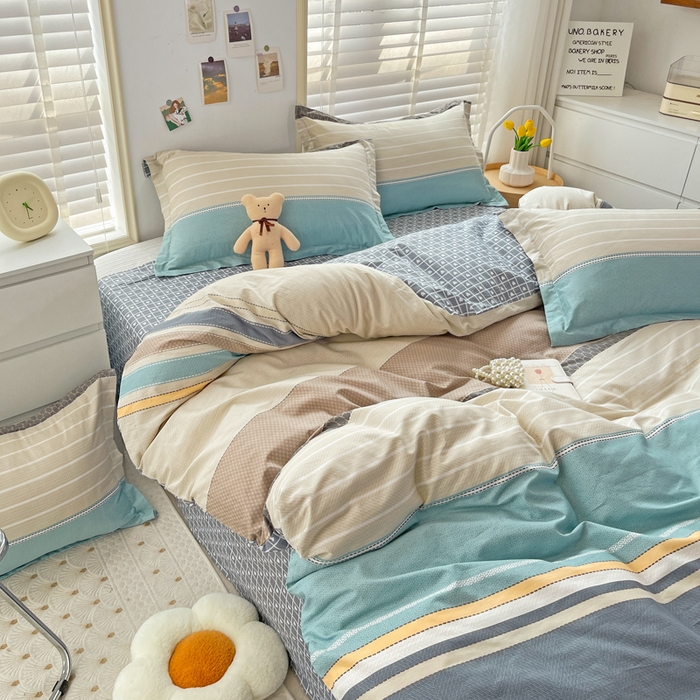 91家纺网 家纺一手货源 找家纺 恩泽 2024新款ins风全棉四件套 莫兰迪