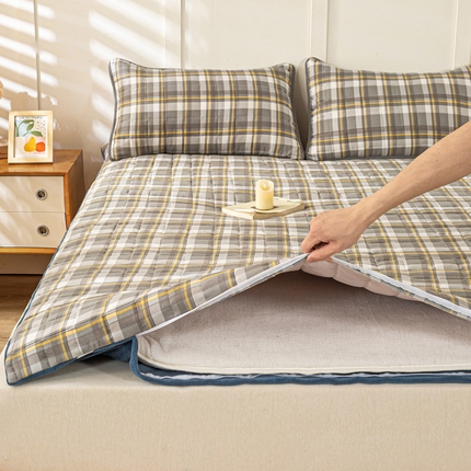 91家纺网 家纺一手货源 找家纺 萌飞 2024新款四季款秋冬两用可拆洗棉花学生床垫子牛奶绒褥子 莫妮卡灰