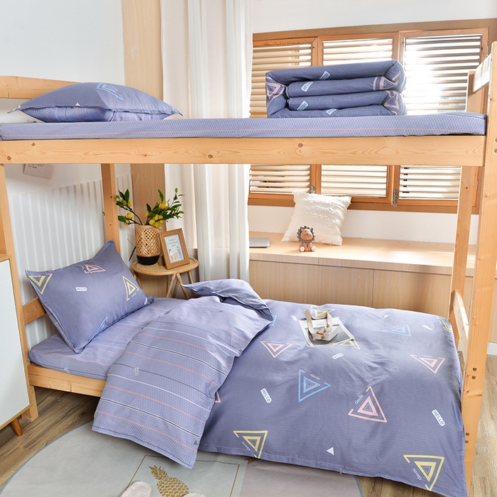 91家纺网 家纺一手货源 找家纺 2026新款宿舍上下铺12868纯棉三件套 夏末-灰