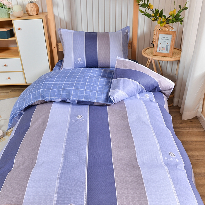 91家纺网 家纺一手货源 找家纺 2026新款宿舍上下铺12868纯棉三件套 锦里-灰