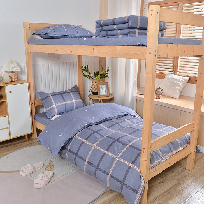 91家纺网 家纺一手货源 找家纺 2026新款宿舍上下铺12868纯棉三件套 爱尚-灰