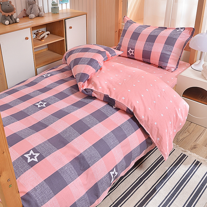 91家纺网 家纺一手货源 找家纺 2026新款宿舍上下铺12868纯棉三件套 幸运星-红