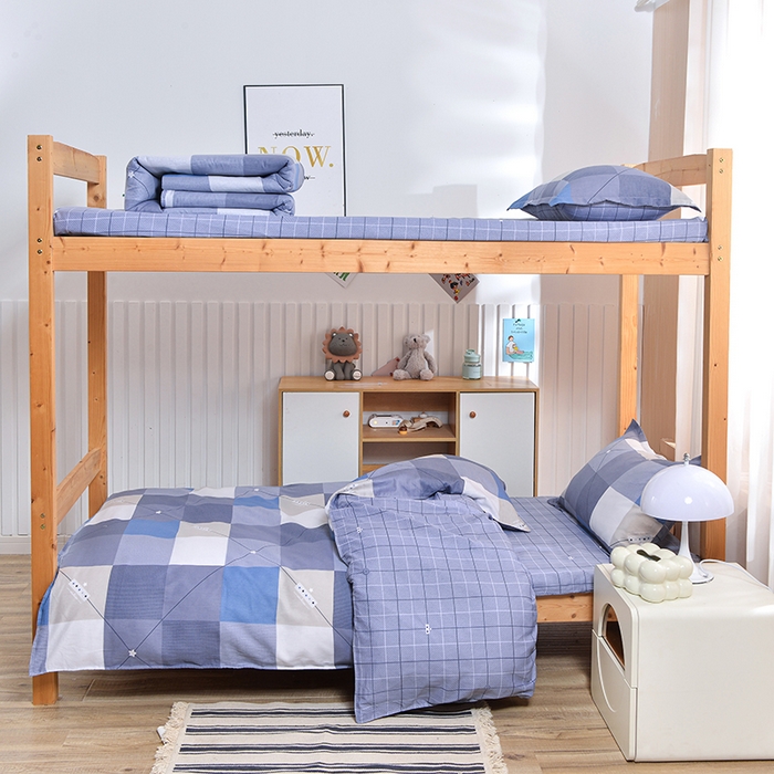 91家纺网 家纺一手货源 找家纺 2026新款宿舍上下铺12868纯棉三件套 三体-深蓝