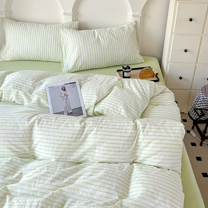 91家纺网 家纺一手货源 找家纺 （总）呗旺鹿 2024新款A类40支全棉色织水洗棉四件套全棉四件套纯棉四件套无印风