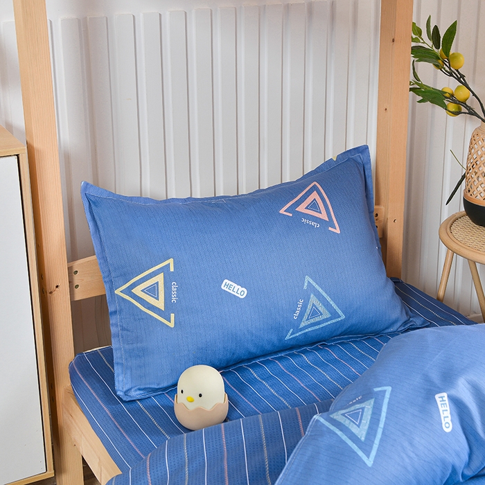 91家纺网 家纺一手货源 找家纺 2026新款宿舍上下铺12868纯棉三件套 夏末-浅蓝