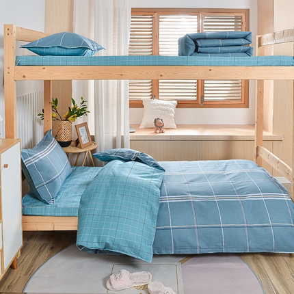 2026新款宿舍上下铺12868纯棉三件套 夕瑞格调-绿