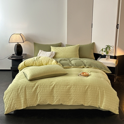 91家纺网 家纺一手货源 找家纺 （总）三朵家纺 2024新款浮雕提花水洗棉四件套-场景一