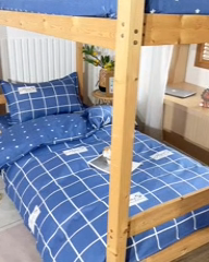 91家纺网 家纺一手货源 找家纺 2026新款宿舍上下铺12868纯棉三件套 恋家-蓝