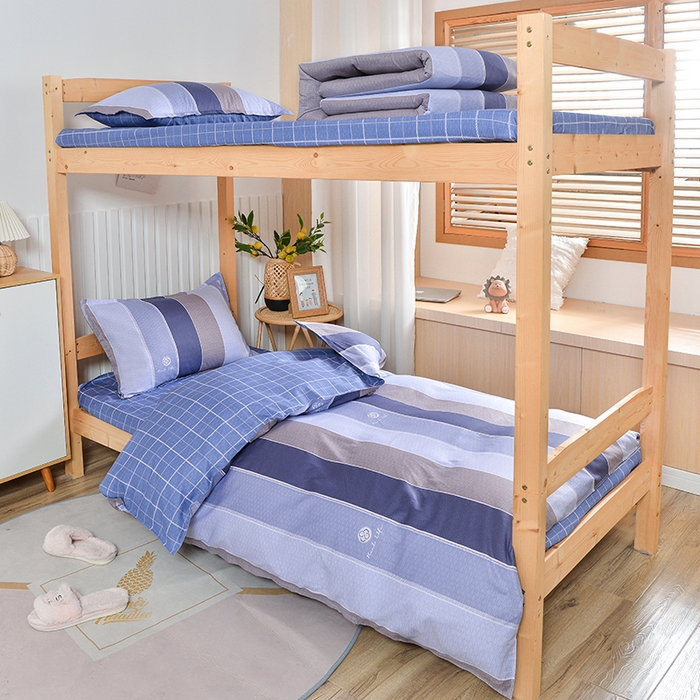 91家纺网 家纺一手货源 找家纺 2026新款宿舍上下铺12868纯棉三件套 锦里-灰