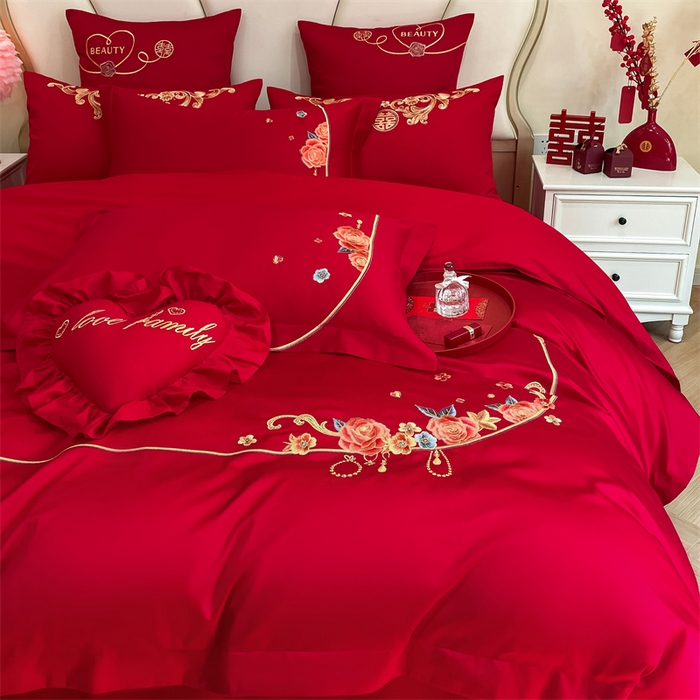 91家纺网 家纺一手货源 找家纺 东方合美（原：皇家传奇） 2024新款轻奢纯棉贡缎织造印花婚庆四件套 真我