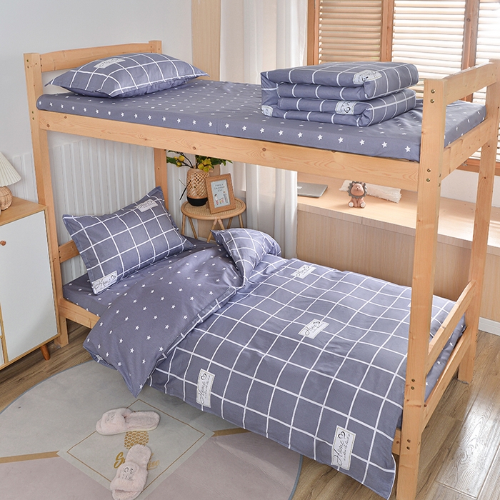 91家纺网 家纺一手货源 找家纺 2026新款宿舍上下铺12868纯棉三件套 恋家-灰