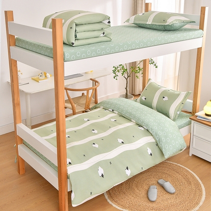 乐旗家纺 2024新款13372小清新床单款-床笠款-三件套-六件套 羊羊羊-绿