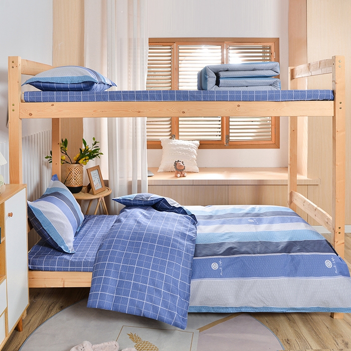 91家纺网 家纺一手货源 找家纺 2026新款宿舍上下铺12868纯棉三件套 锦里-绿