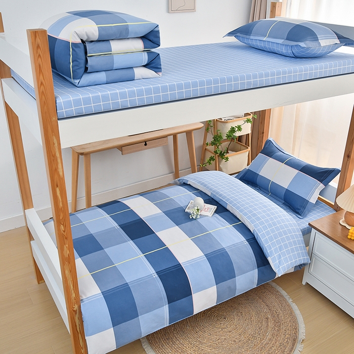 91家纺网 家纺一手货源 找家纺 乐旗家纺 2024新款13372床单款三件套 蓝调青春