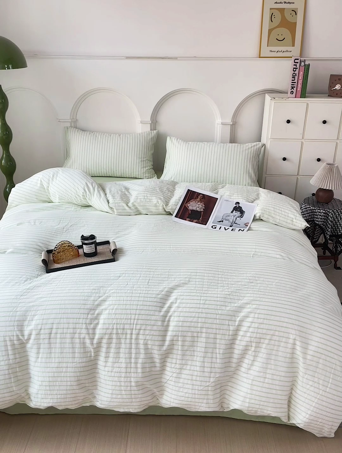 91家纺网 家纺一手货源 找家纺 呗旺鹿 2024新款A类40支全棉色织水洗棉四件套全棉四件套纯棉四件套无印风 西雅图绿