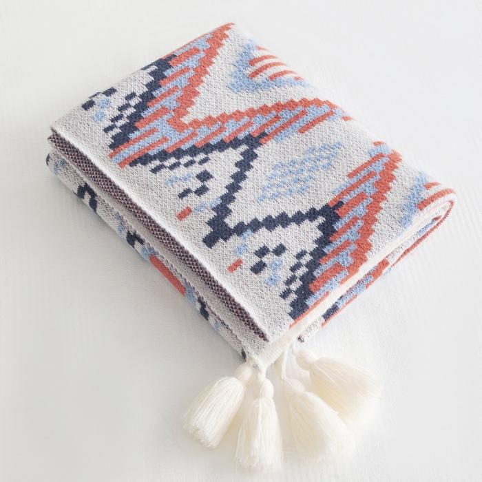 91家纺网 家纺一手货源 找家纺 苏艺针织盖毯 2024新款亲肤复古针织毯 复古蓝