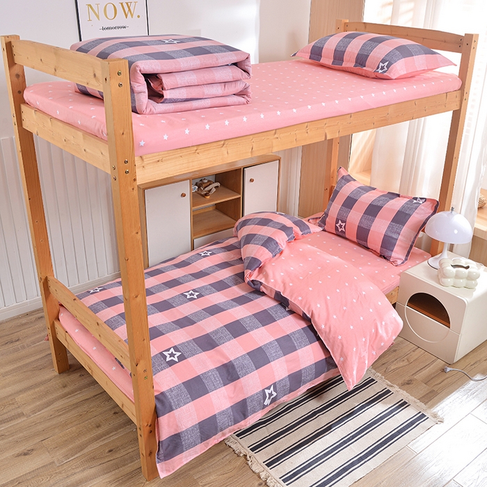 91家纺网 家纺一手货源 找家纺 2026新款宿舍上下铺12868纯棉三件套 幸运星-红