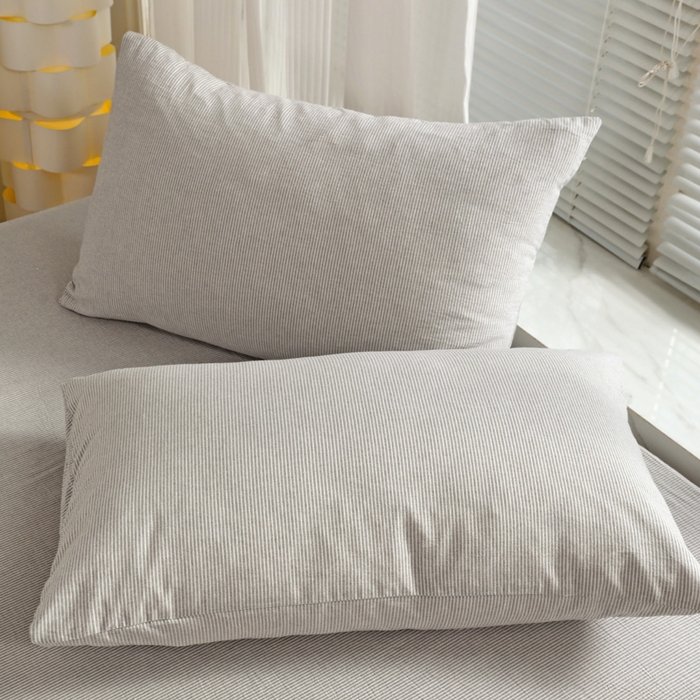 91家纺网 家纺一手货源 找家纺 呗旺鹿 2024新款A类40支全棉色织水洗棉四件套全棉四件套纯棉四件套无印风 时尚简约灰