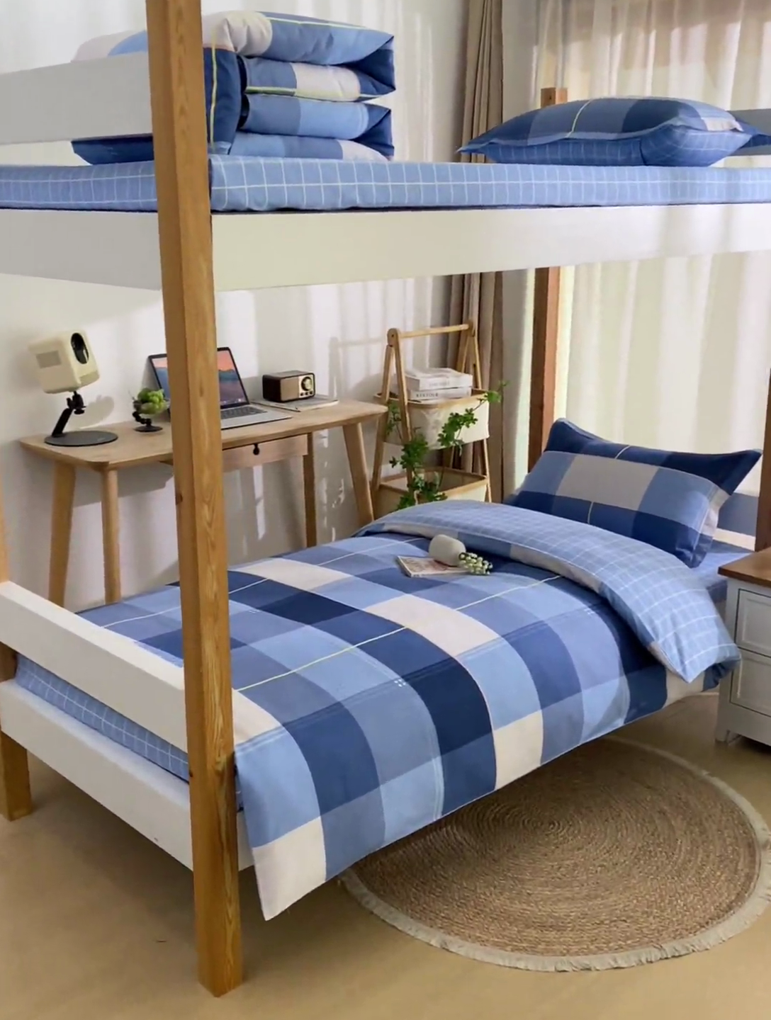 91家纺网 家纺一手货源 找家纺 乐旗家纺 2024新款13372床单款三件套 蓝调青春