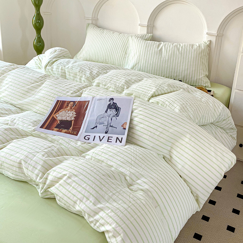 91家纺网 家纺一手货源 找家纺 （总）呗旺鹿 2024新款A类40支全棉色织水洗棉四件套全棉四件套纯棉四件套无印风