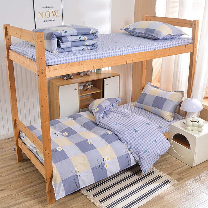 91家纺网 家纺一手货源 找家纺 2026新款宿舍上下铺12868纯棉三件套 小雏菊灰