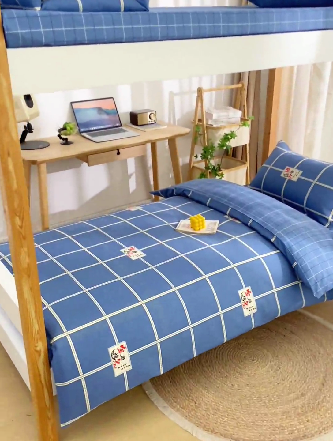 91家纺网 家纺一手货源 找家纺 乐旗家纺 2024新款13372床单款三件套 金榜题名-蓝