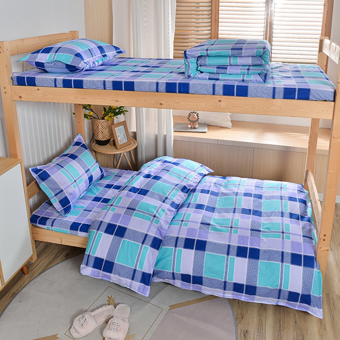 91家纺网 家纺一手货源 找家纺 2026新款宿舍上下铺12868纯棉三件套 学生时代-蓝