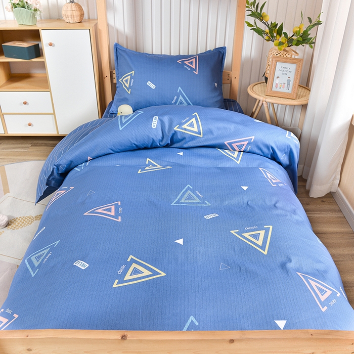 91家纺网 家纺一手货源 找家纺 2026新款宿舍上下铺12868纯棉三件套 夏末-浅蓝