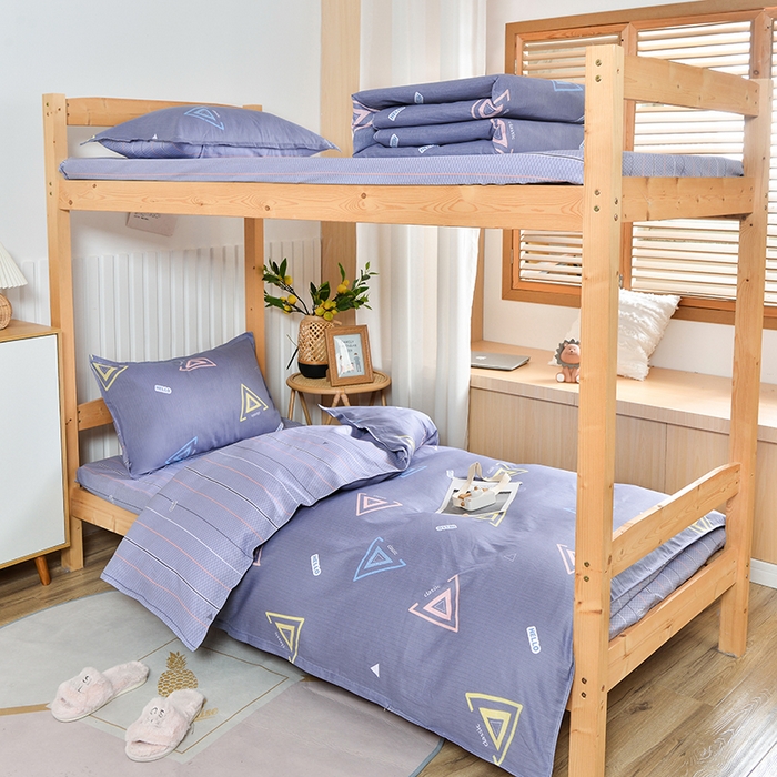 91家纺网 家纺一手货源 找家纺 2026新款宿舍上下铺12868纯棉三件套 夏末-灰