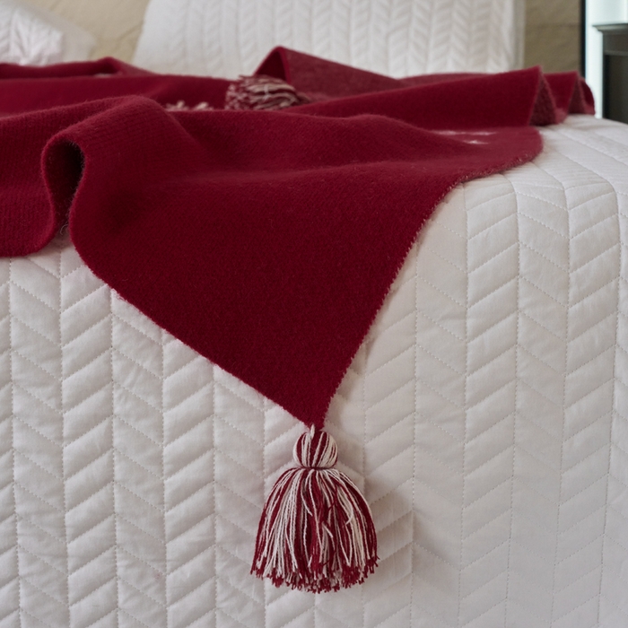 91家纺网 家纺一手货源 找家纺 苏艺针织盖毯 2024龙年限定高克重一体针织毛巾绣亲肤毛毯盖毯 祥龙献瑞  (红）