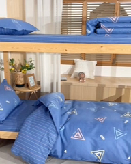 91家纺网 家纺一手货源 找家纺 2026新款宿舍上下铺12868纯棉三件套 夏末-浅蓝