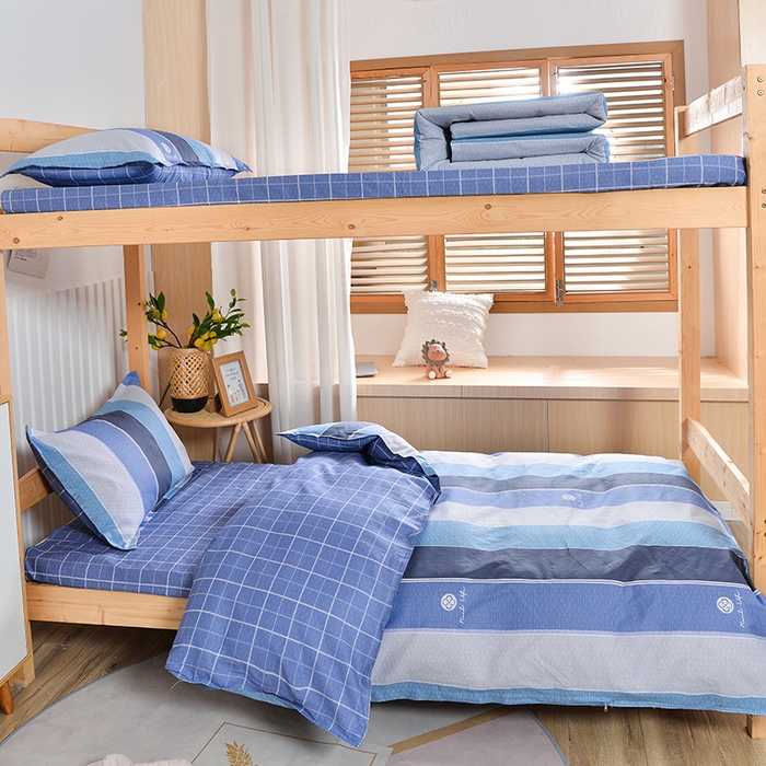 91家纺网 家纺一手货源 找家纺 2026新款宿舍上下铺12868纯棉三件套 锦里-绿