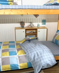 91家纺网 家纺一手货源 找家纺 2026新款宿舍上下铺12868纯棉三件套 彩色棋盘-黄