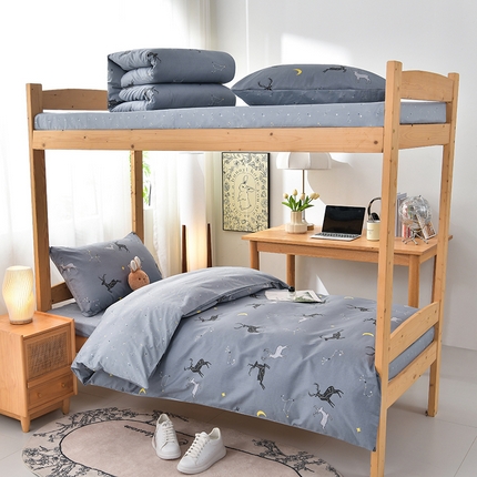 91家纺网 家纺一手货源 找家纺 （总）斯尔顿 2025新款AB版全棉印花宿舍学生三件套床单款三件套 学生床品6件套