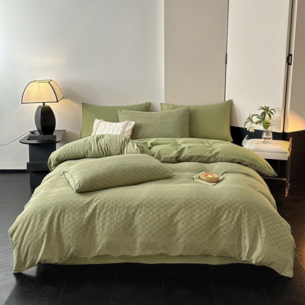 91家纺网 家纺一手货源 找家纺 （总）三朵家纺 2024新款浮雕提花水洗棉四件套-场景一