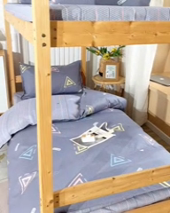 91家纺网 家纺一手货源 找家纺 2026新款宿舍上下铺12868纯棉三件套 夏末-灰