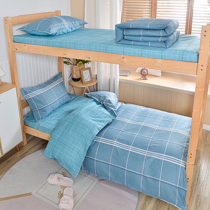 91家纺网 家纺一手货源 找家纺 2026新款宿舍上下铺12868纯棉三件套 夕瑞格调-绿