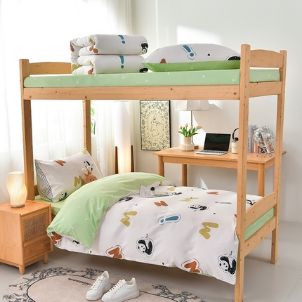 91家纺网 家纺一手货源 找家纺 （总）斯尔顿 2025新款AB版全棉印花宿舍学生三件套床单款三件套 学生床品6件套