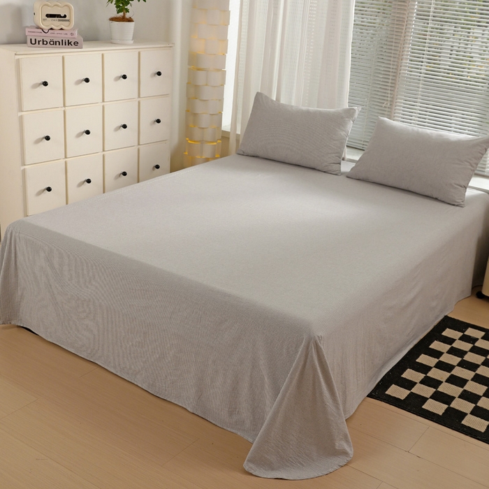 91家纺网 家纺一手货源 找家纺 呗旺鹿 2024新款A类40支全棉色织水洗棉四件套全棉四件套纯棉四件套无印风 时尚简约灰