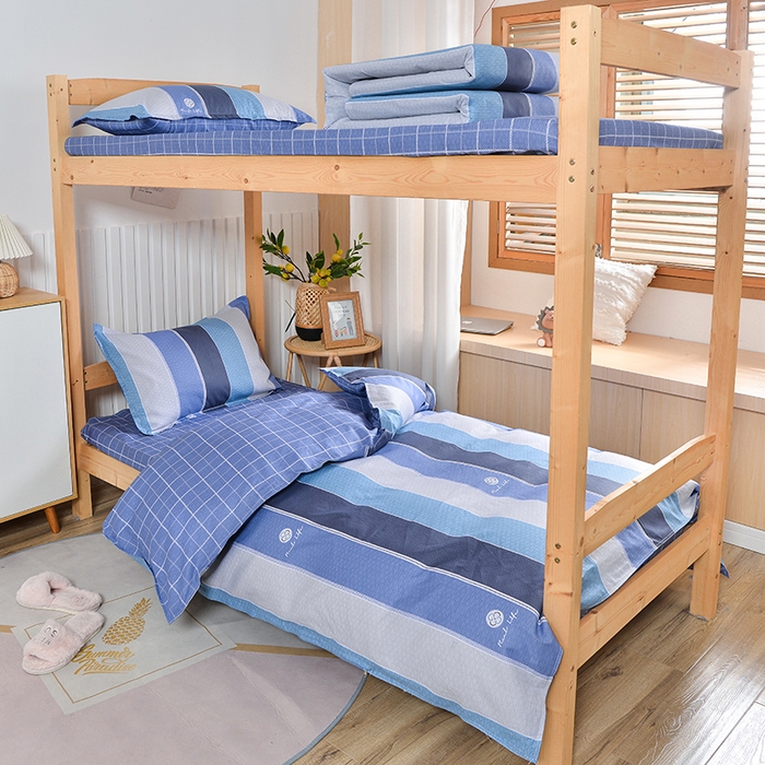 91家纺网 家纺一手货源 找家纺 2026新款宿舍上下铺12868纯棉三件套 锦里-绿