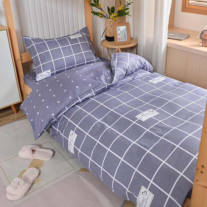 91家纺网 家纺一手货源 找家纺 2026新款宿舍上下铺12868纯棉三件套 恋家-灰