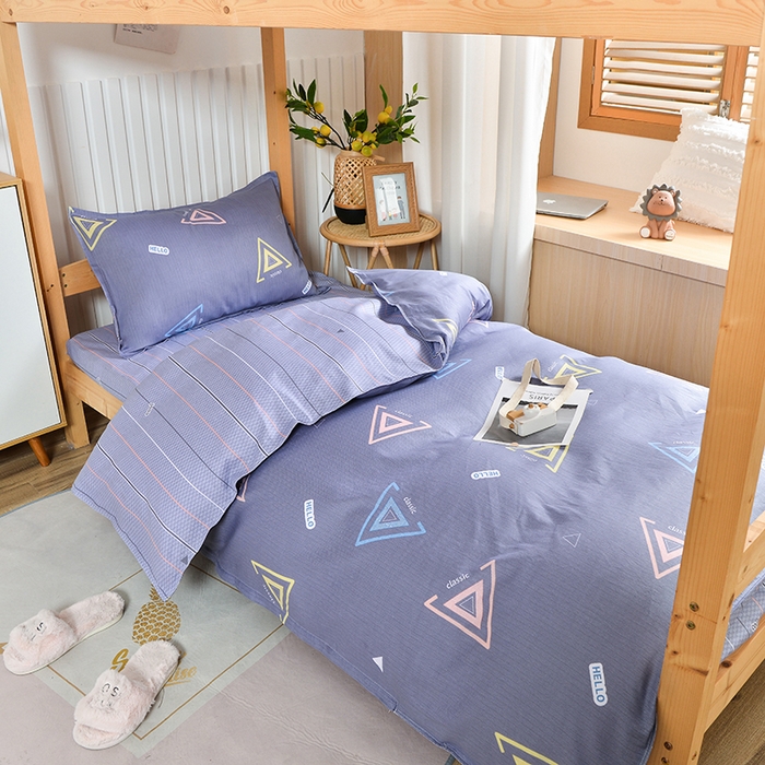 91家纺网 家纺一手货源 找家纺 2026新款宿舍上下铺12868纯棉三件套 夏末-灰