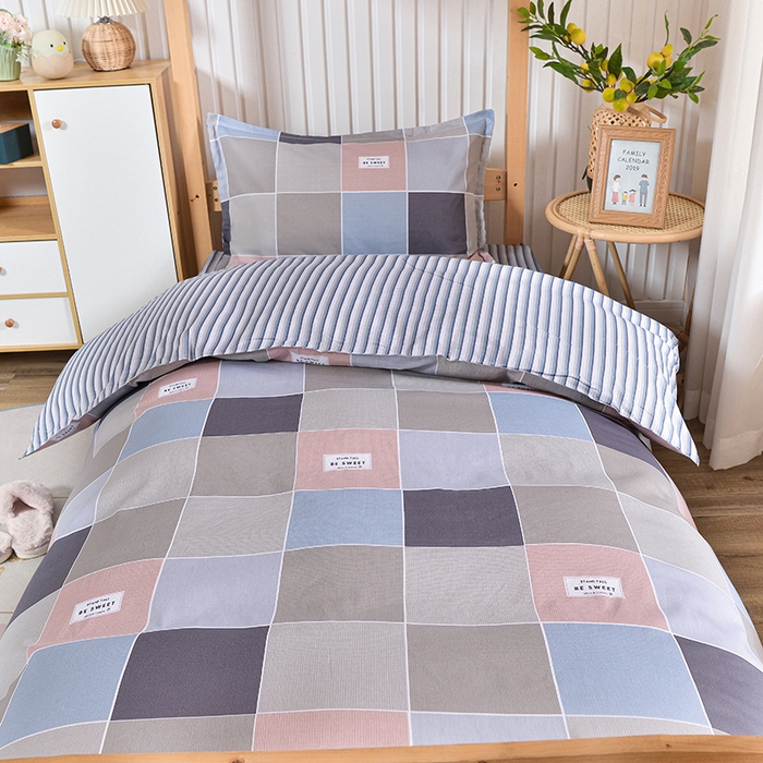 91家纺网 家纺一手货源 找家纺 2026新款宿舍上下铺12868纯棉三件套 洛菲情怀-粉