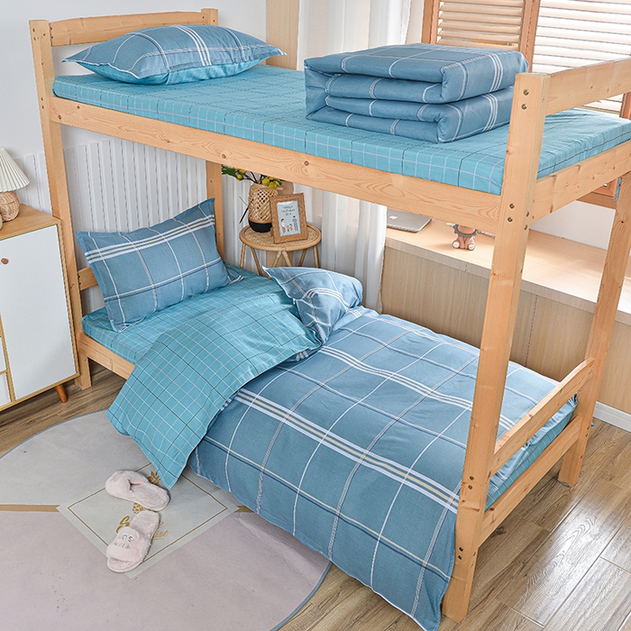 91家纺网 家纺一手货源 找家纺 2026新款宿舍上下铺12868纯棉三件套 夕瑞格调-绿