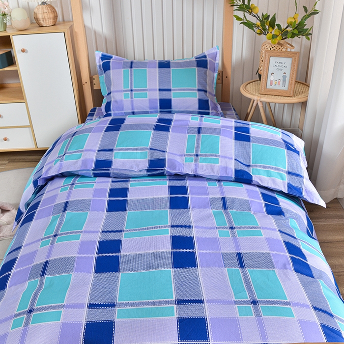 91家纺网 家纺一手货源 找家纺 2026新款宿舍上下铺12868纯棉三件套 学生时代-蓝