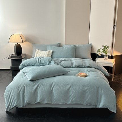 91家纺网 家纺一手货源 找家纺 （总）三朵家纺 2024新款浮雕提花水洗棉四件套-场景一