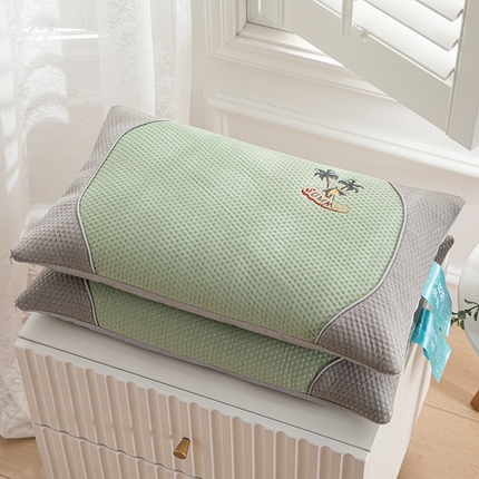 91家纺网 家纺一手货源 找家纺 （总）织布人 2024新款荞麦枕夏季凉感刺绣荞麦枕茶香枕颈椎枕透气午睡枕头枕芯