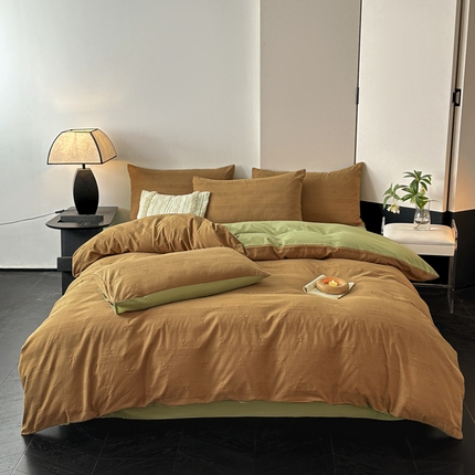 91家纺网 家纺一手货源 找家纺 （总）三朵家纺 2024新款浮雕提花水洗棉四件套-场景一