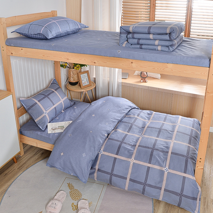 91家纺网 家纺一手货源 找家纺 2026新款宿舍上下铺12868纯棉三件套 爱尚-灰