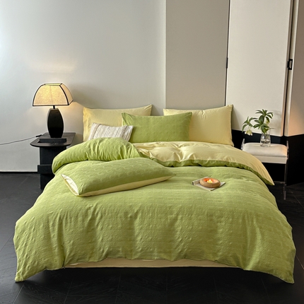 91家纺网 家纺一手货源 找家纺 （总）三朵家纺 2024新款浮雕提花水洗棉四件套-场景一